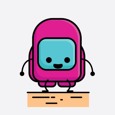 Şirin Pembe Astronot Vektör Karakterinin Çizimi