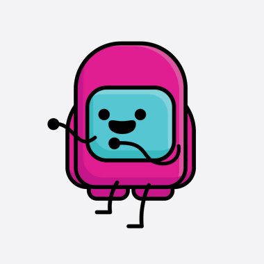 Şirin Pembe Astronot Vektör Karakterinin Çizimi