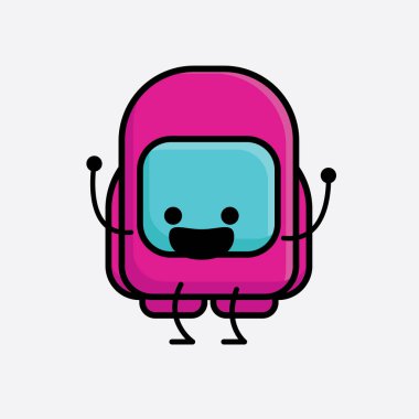 Şirin Pembe Astronot Vektör Karakterinin Çizimi