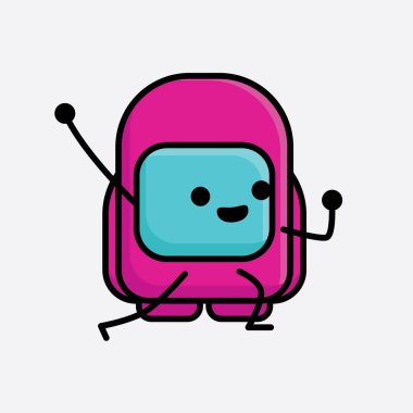 Şirin Pembe Astronot Vektör Karakterinin Çizimi