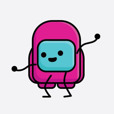 Şirin Pembe Astronot Vektör Karakterinin Çizimi