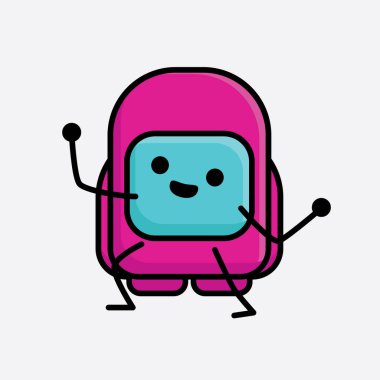 Şirin Pembe Astronot Vektör Karakterinin Çizimi