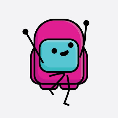 Şirin Pembe Astronot Vektör Karakterinin Çizimi