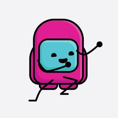 Şirin Pembe Astronot Vektör Karakterinin Çizimi