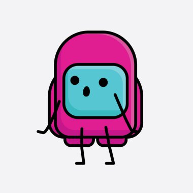 Şirin Pembe Astronot Vektör Karakterinin Çizimi