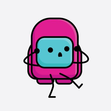 Şirin Pembe Astronot Vektör Karakterinin Çizimi