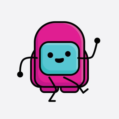 Şirin Pembe Astronot Vektör Karakterinin Çizimi