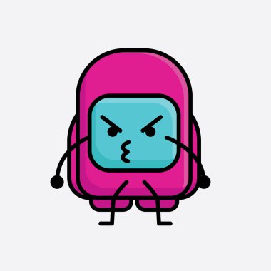 Şirin Pembe Astronot Vektör Karakterinin Çizimi