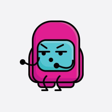 Şirin Pembe Astronot Vektör Karakterinin Çizimi