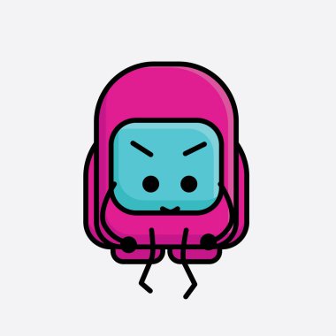 Şirin Pembe Astronot Vektör Karakterinin Çizimi