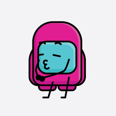 Şirin Pembe Astronot Vektör Karakterinin Çizimi