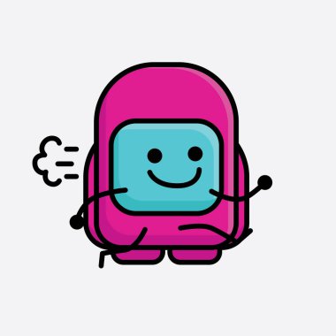 Şirin Pembe Astronot Vektör Karakterinin Çizimi