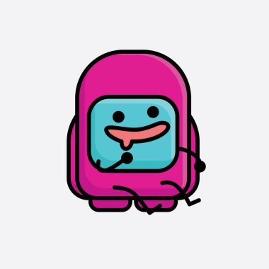 Şirin Pembe Astronot Vektör Karakterinin Çizimi