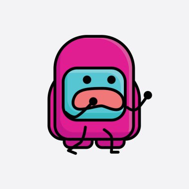 Şirin Pembe Astronot Vektör Karakterinin Çizimi