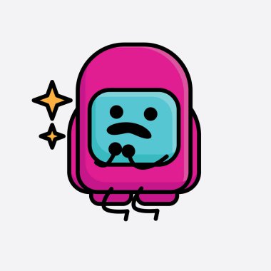 Şirin Pembe Astronot Vektör Karakterinin Çizimi