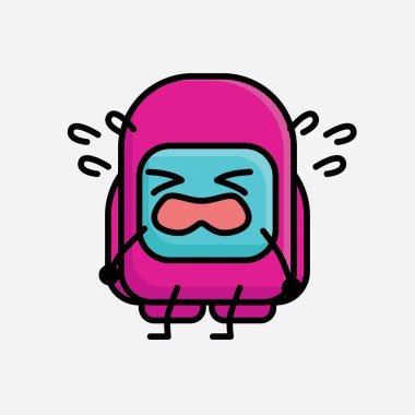 Şirin Pembe Astronot Vektör Karakterinin Çizimi