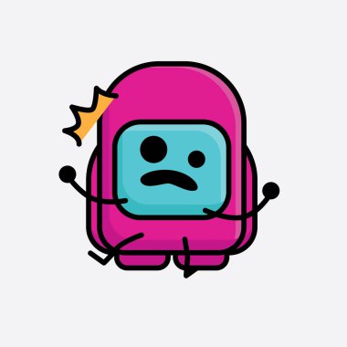 Şirin Pembe Astronot Vektör Karakterinin Çizimi