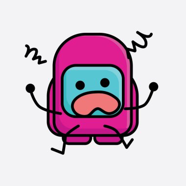 Şirin Pembe Astronot Vektör Karakterinin Çizimi