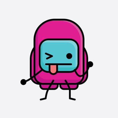 Şirin Pembe Astronot Vektör Karakterinin Çizimi