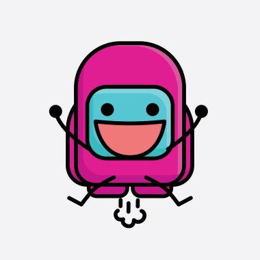 Şirin Pembe Astronot Vektör Karakterinin Çizimi