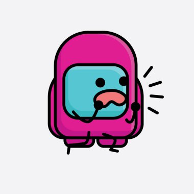 Şirin Pembe Astronot Vektör Karakterinin Çizimi