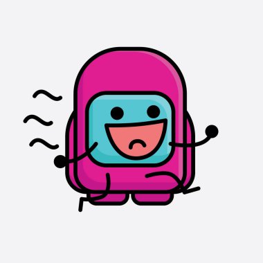 Şirin Pembe Astronot Vektör Karakterinin Çizimi