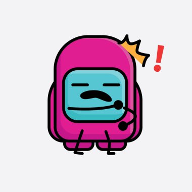 Şirin Pembe Astronot Vektör Karakterinin Çizimi