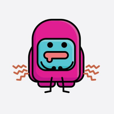 Şirin Pembe Astronot Vektör Karakterinin Çizimi