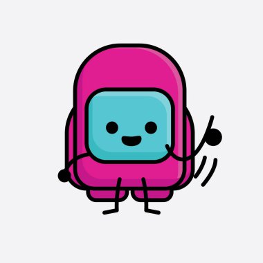 Şirin Pembe Astronot Vektör Karakterinin Çizimi