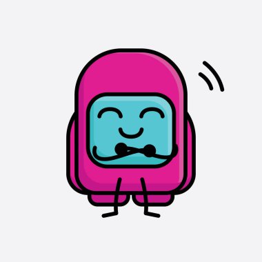 Şirin Pembe Astronot Vektör Karakterinin Çizimi