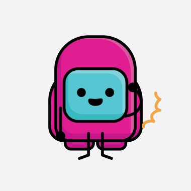 Şirin Pembe Astronot Vektör Karakterinin Çizimi