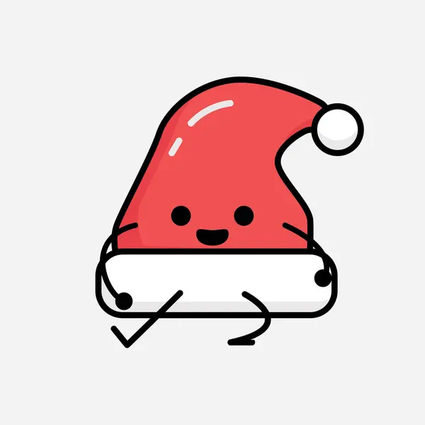 Illustration Cute Christmas Hat Vector Character — Stock Vector