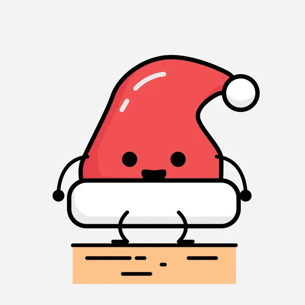 Ilustração Personagem Bonito Vetor Chapéu Natal —  Vetores de Stock