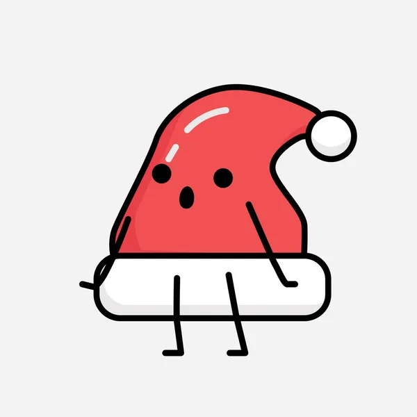 Illustration Cute Christmas Hat Vector Character — Stock Vector