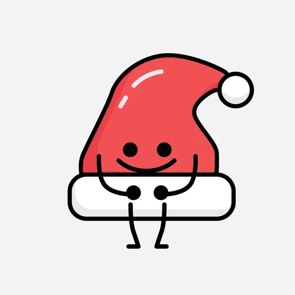 Ilustración Del Lindo Personaje Del Vector Del Sombrero Navidad — Vector de stock