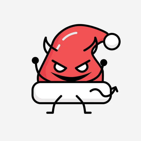 Ilustración Del Lindo Personaje Del Vector Del Sombrero Navidad — Vector de stock