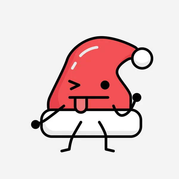 Ilustração Personagem Bonito Vetor Chapéu Natal —  Vetores de Stock