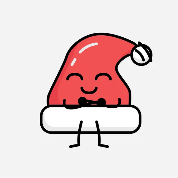 Ilustración Del Lindo Personaje Del Vector Del Sombrero Navidad — Vector de stock