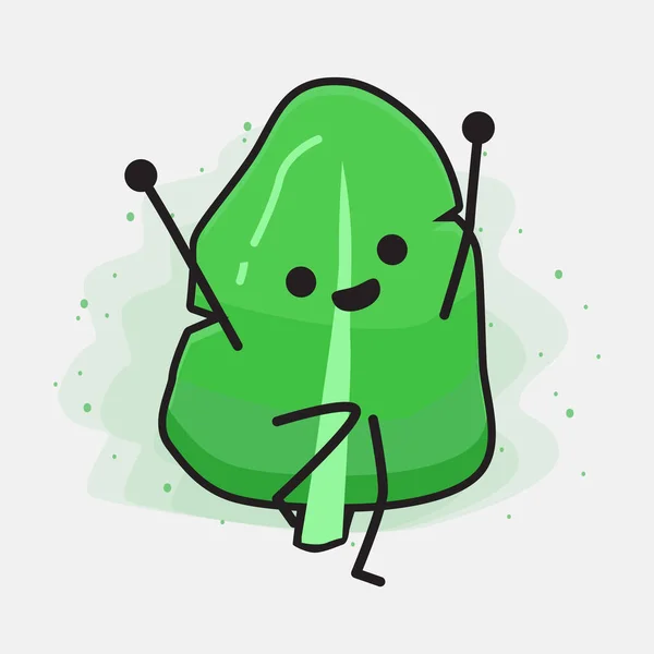 Eine Illustration Des Cute Leaf Vector Character — Stockvektor