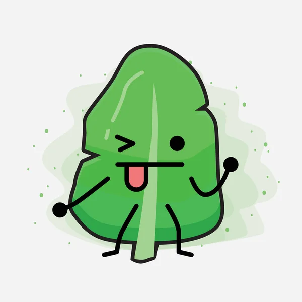 Cute Leaf Vector Character — 스톡 벡터