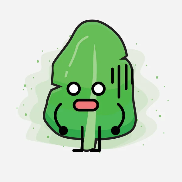 Eine Illustration Des Cute Leaf Vector Character — Stockvektor