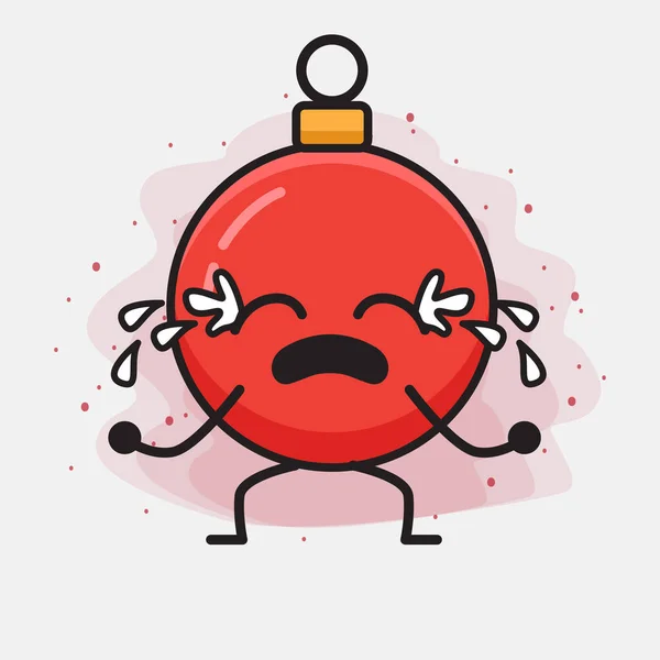 Kerstmis Bauble Ball Schattige Vector Karakter Illustratie — Stockvector