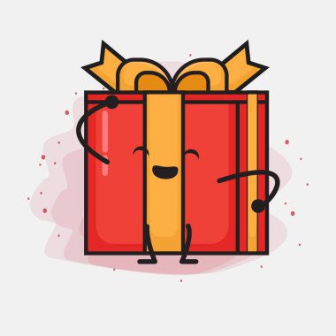 Noel Hediyesi Kutusu Şirin Vektör Çizimi