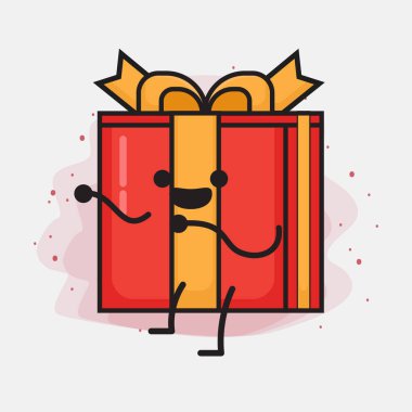 Noel Hediyesi Kutusu Şirin Vektör Çizimi