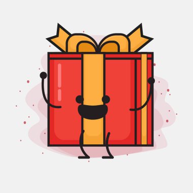 Noel Hediyesi Kutusu Şirin Vektör Çizimi