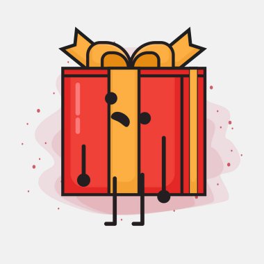 Noel Hediyesi Kutusu Şirin Vektör Çizimi