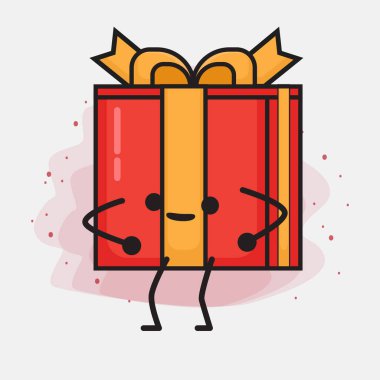 Noel Hediyesi Kutusu Şirin Vektör Çizimi