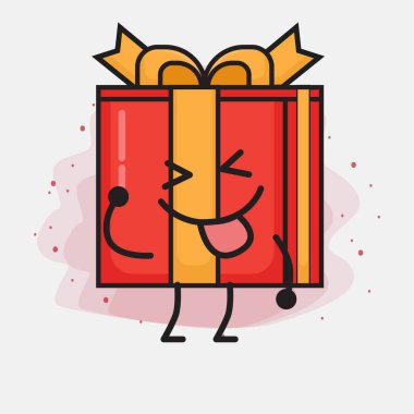 Noel Hediyesi Kutusu Şirin Vektör Çizimi