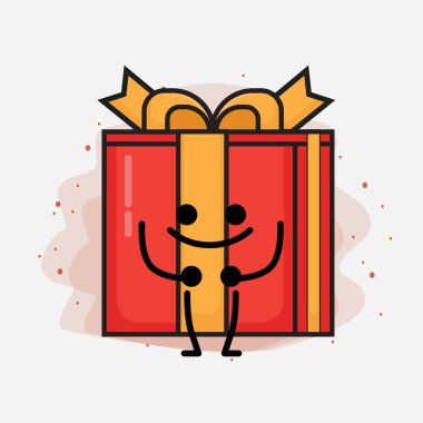 Noel Hediyesi Kutusu Şirin Vektör Çizimi