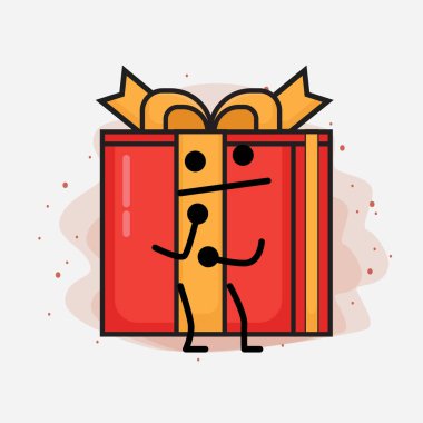 Noel Hediyesi Kutusu Şirin Vektör Çizimi